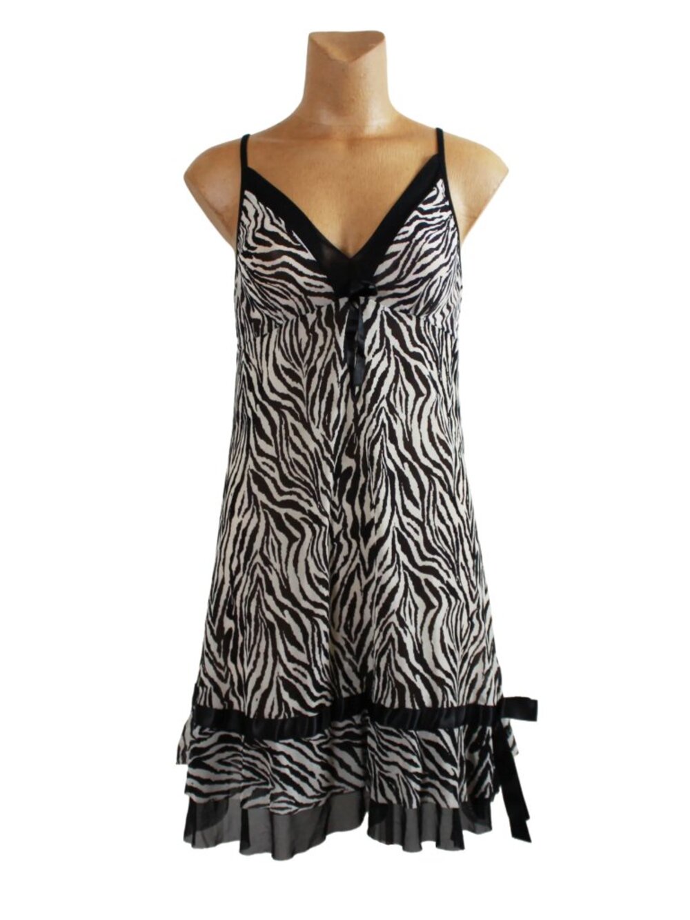 Red Rose Zebra Print Mesh Mini Slip Dress (M-XXL)